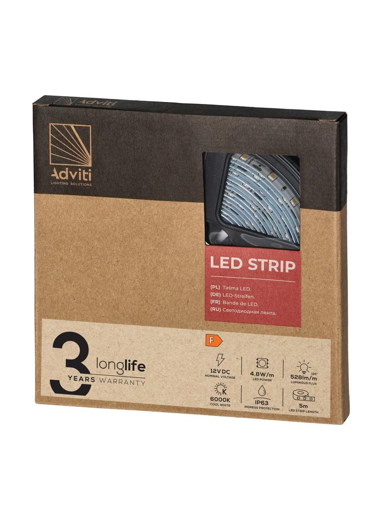 Taśma LED 12V 2835 60L/m 4,8W/m IP63 6000K 5m