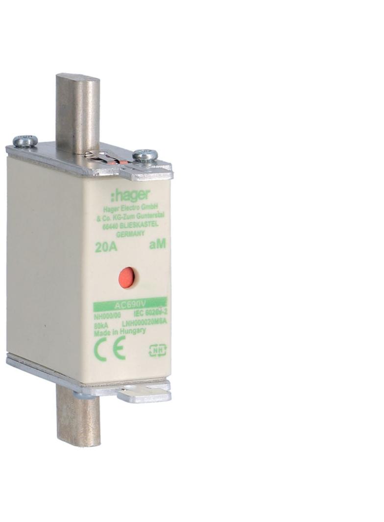 Wkładka bezp. nożowa NH000 wsk.podw. uchwyt nieiz. aM 20A 690VAC LNH000020M6A HAGER