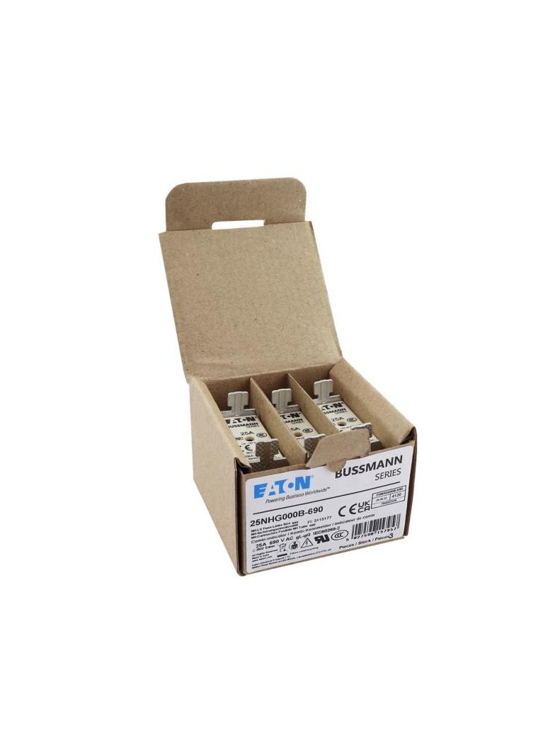 NH FUSE 25AMP 690V GG SIZE 000 Wkładka NH000 25A 690V GL/GG podwójny wskaźnik 25NHG000B-690 EATON