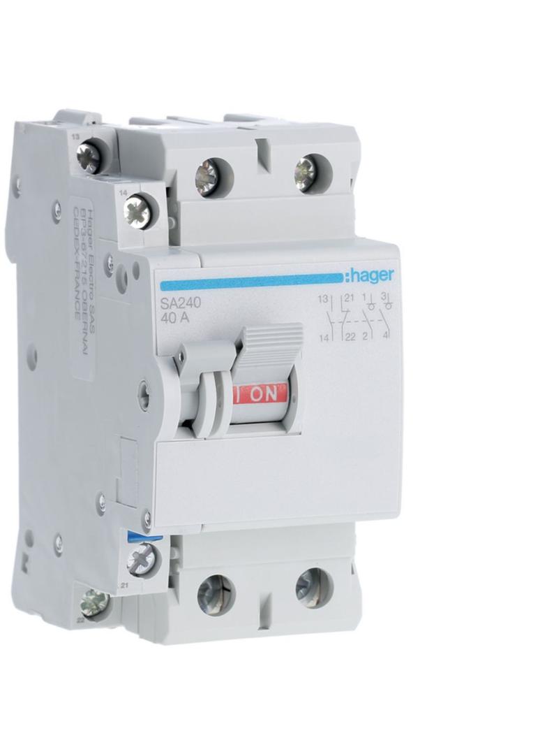 Modułowy rozłącznik izolacyjny z możliwością wyzwalania 2P 40A 230VAC wyposażony w styk pomocniczy S