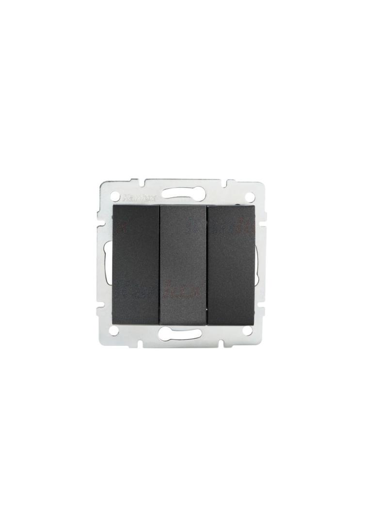 LOGI Łącznik potrójny śrubowy 10AX 250V grafit 021090141 25254 KANLUX