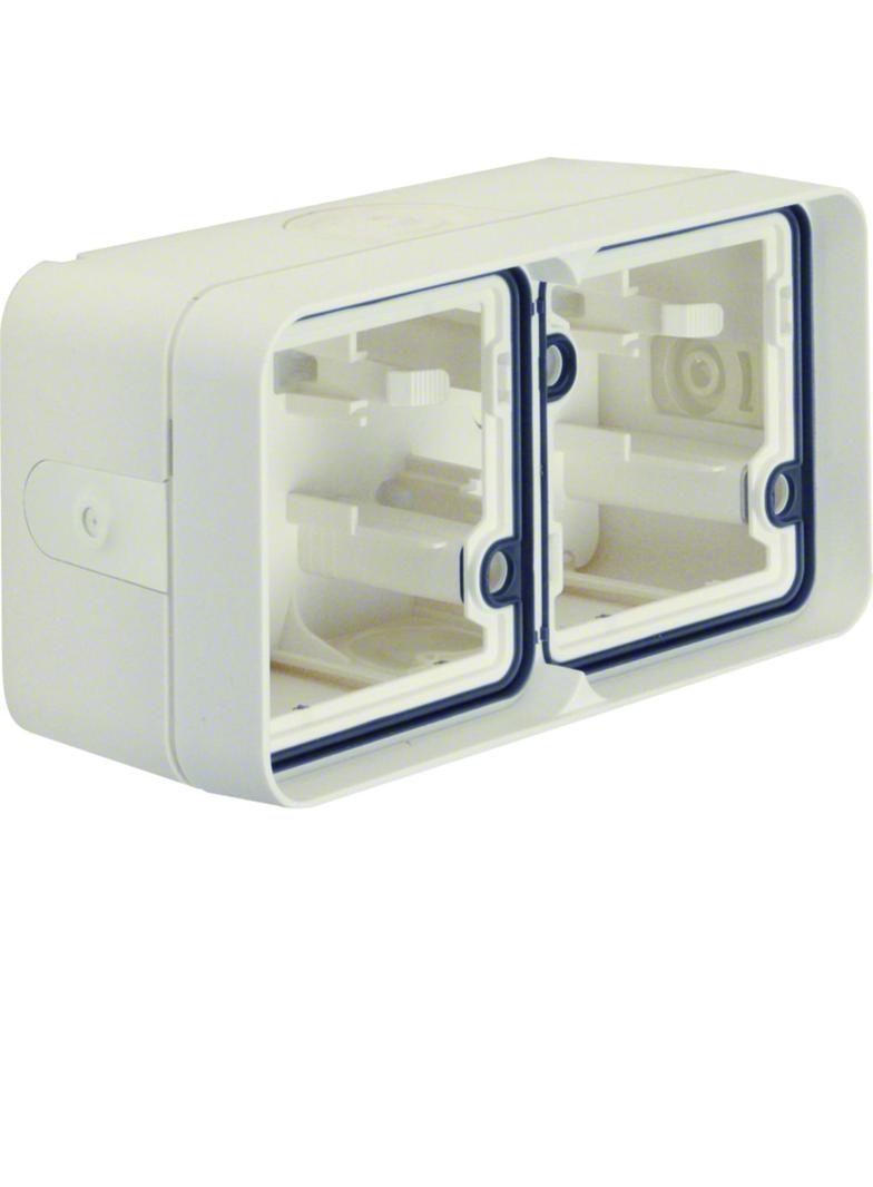 BERKER W.1 Adapter natynkowy podwójna poziomy 4 wejścia IP55 biały 6719323512 HAGER