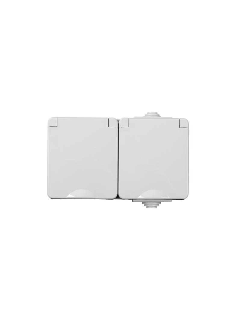 TEKNO IP65GR Gniazdo hermetyczne podwójne zasilające z ochroną styków IP65 biały 39224 KANLUX