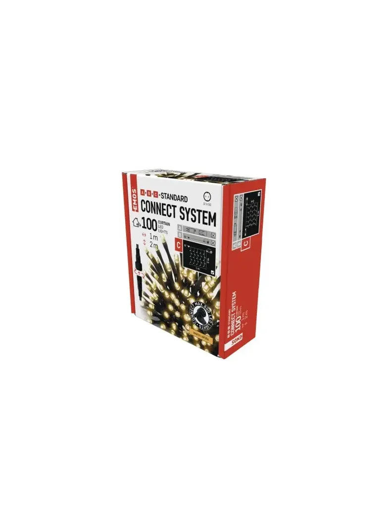 Oświetlenie łączone Standard - kurtyna 100 LED 1x2 m ciepła biel, IP44, timer