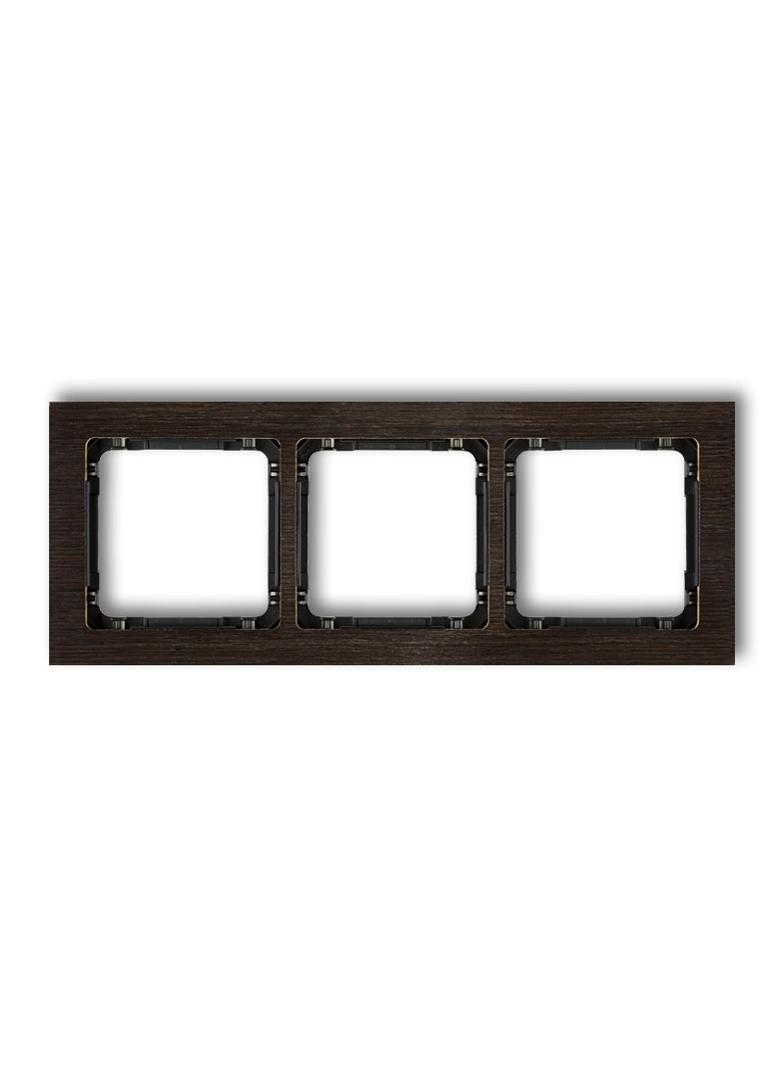 "DECO Ramka potrójna - efekt drewna (ramka wenge
