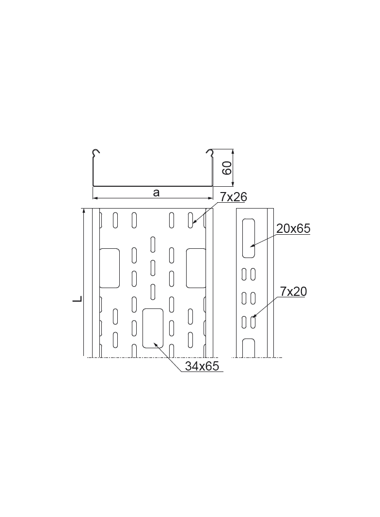 KAJ100H60/3 Korytko 1,0 mm