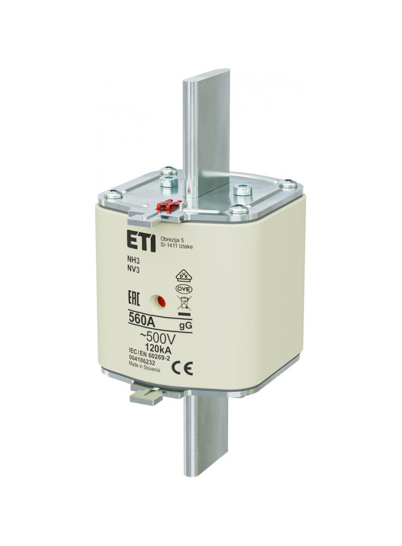 Wkładka topikowa NH zwłoczna KOMBI NH3 gG 560A 500V 004186232 ETI