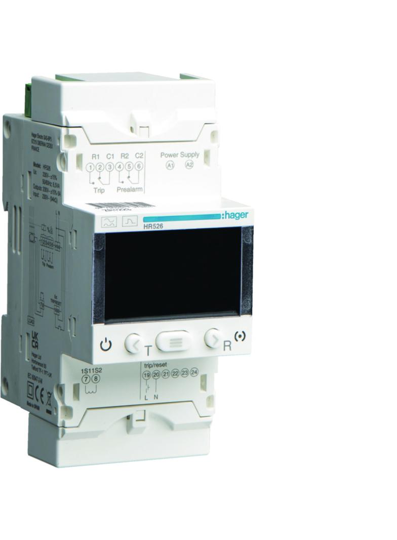 Przekaźnik różnicowo-prądowy 0,03-30A, regulowana zwłoka, 50% LCD, test HR526 HAGER