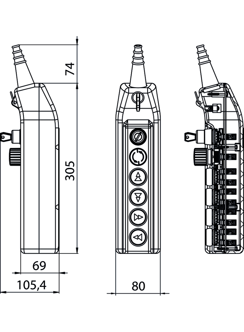 KASETA STEROWNICZA SUWNICOWA   SAA-1NO+B-1NC+4X(1NO+1NO/2)