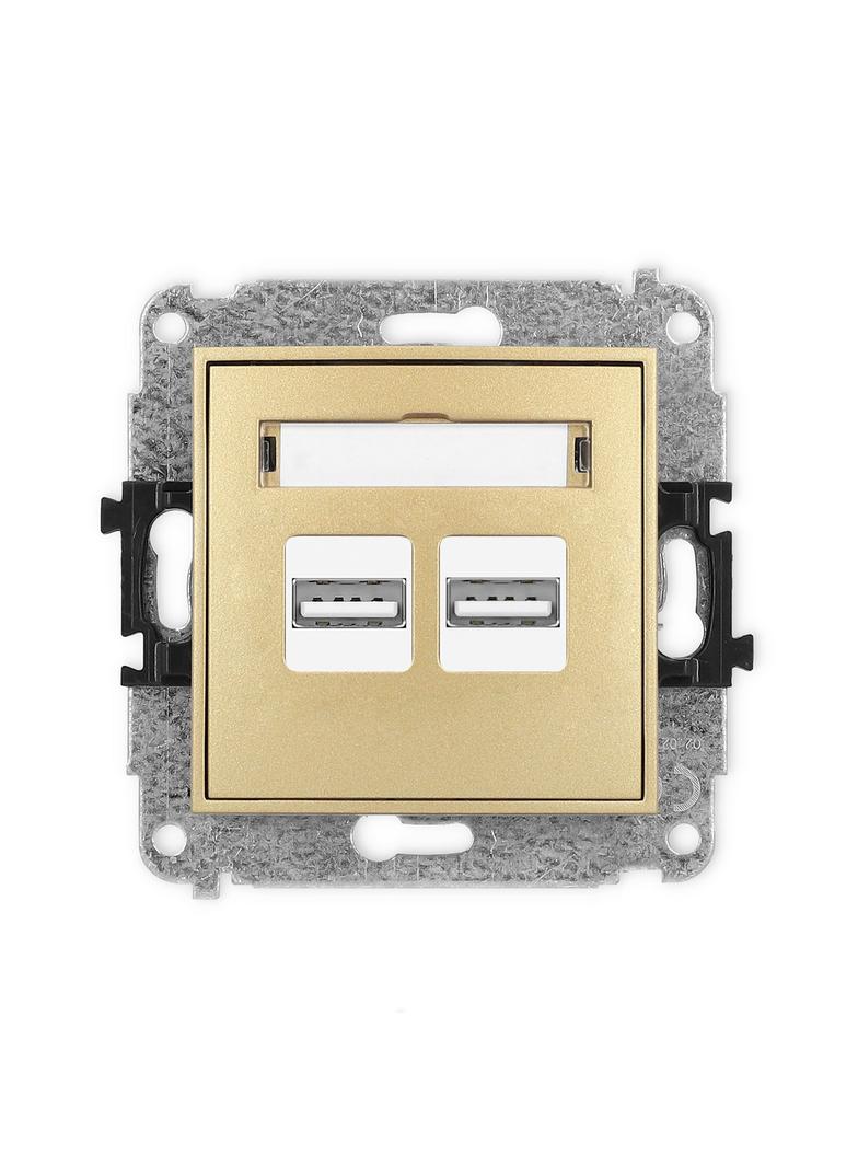 ICON Mechanizm ładowarki USB podwójnej 2xUSB A, 15,5W max., 5V, 3.1A złoty