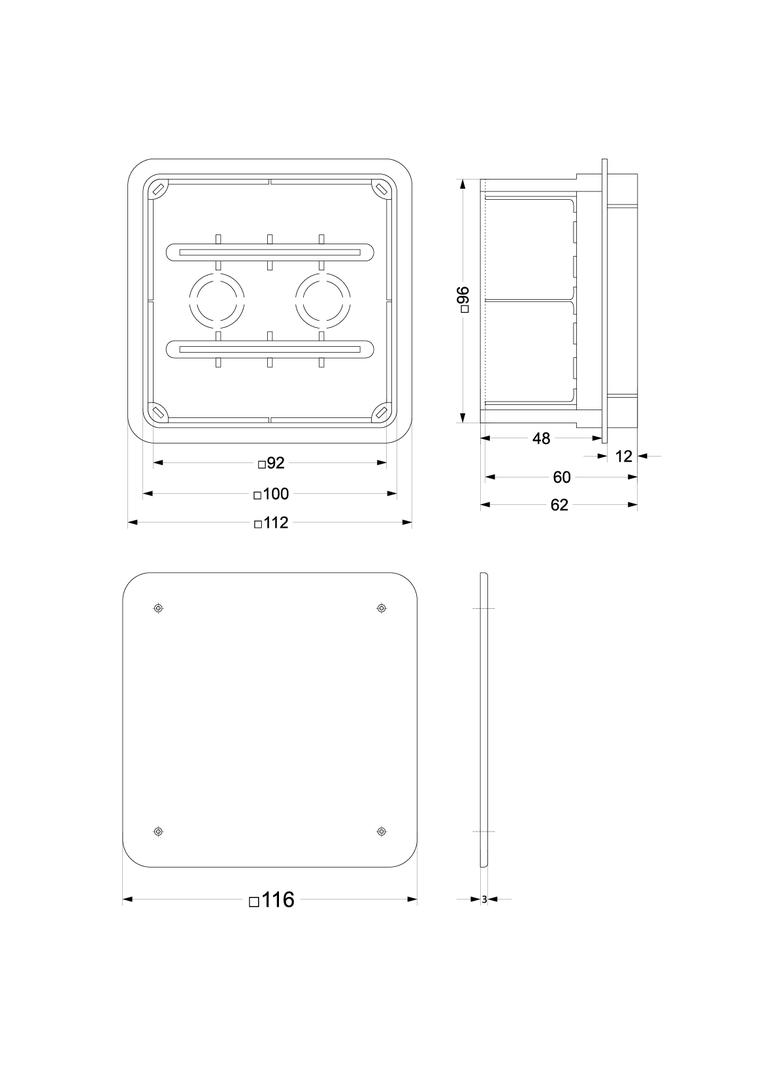 Puszka podtynkowa Pp/t-(96x96x62) 11.3 OPATÓWEK