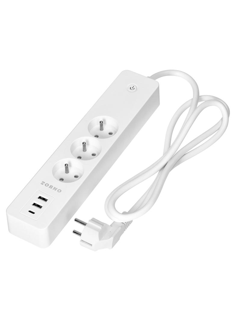 Przedłużacz z 3 gniazdami z uziemieniem i wyłącznikiem 2xUSB Tuya Smart Wi-Fi biały