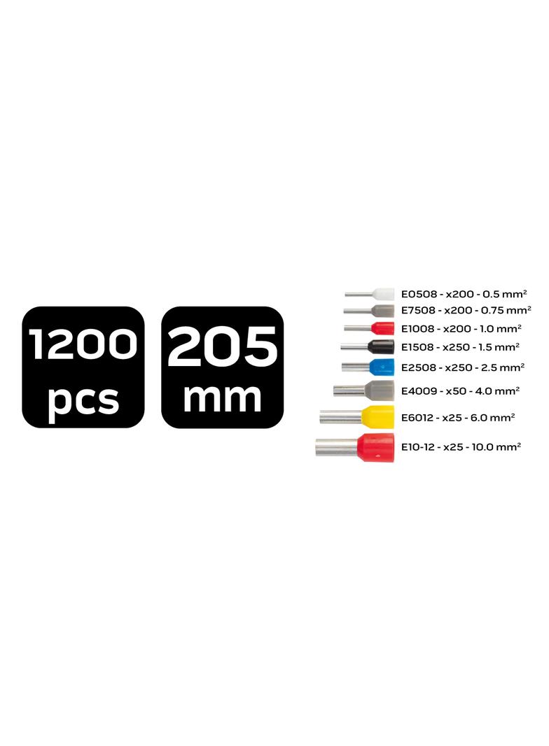 Szczypce do zaciskania końcówek 205 mm + 1200 tulejek
