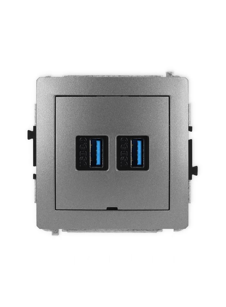 DECO Mechanizm gniazda podwójnego 2xUSB A-A 3.0, bez pola opisowego grafitowy
