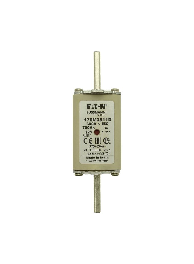 FUSE 80A 690V aR DIN 1 HSDNH Wkładka szybka 80A 690V aR DIN 1 podwójny wskaźnik 170M3811D EATON