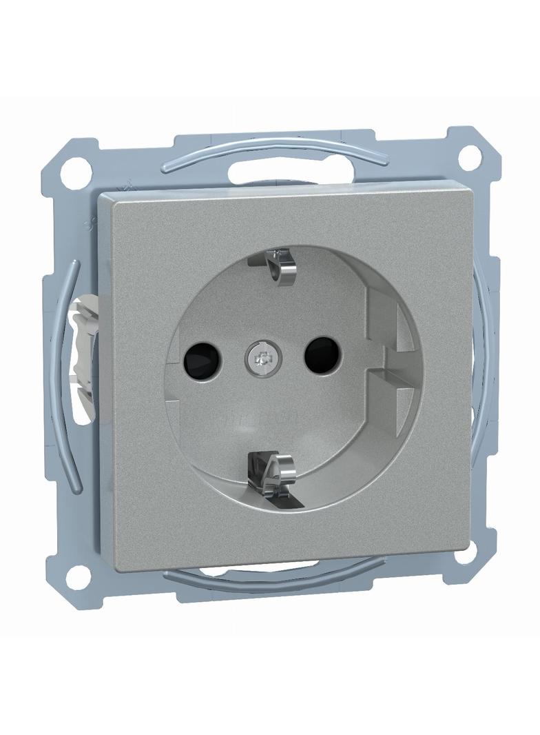 Gniazdo wtykowe SCHUKO, z przesłoną, zaciski bezśrubowe, aluminium, system M