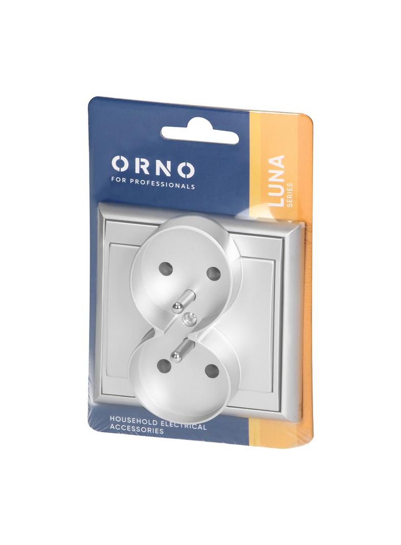 Gniazdo podwójne podtynkowe 2x2P+Z Luna, 16A, 250V, PT-6LR, srebrny
