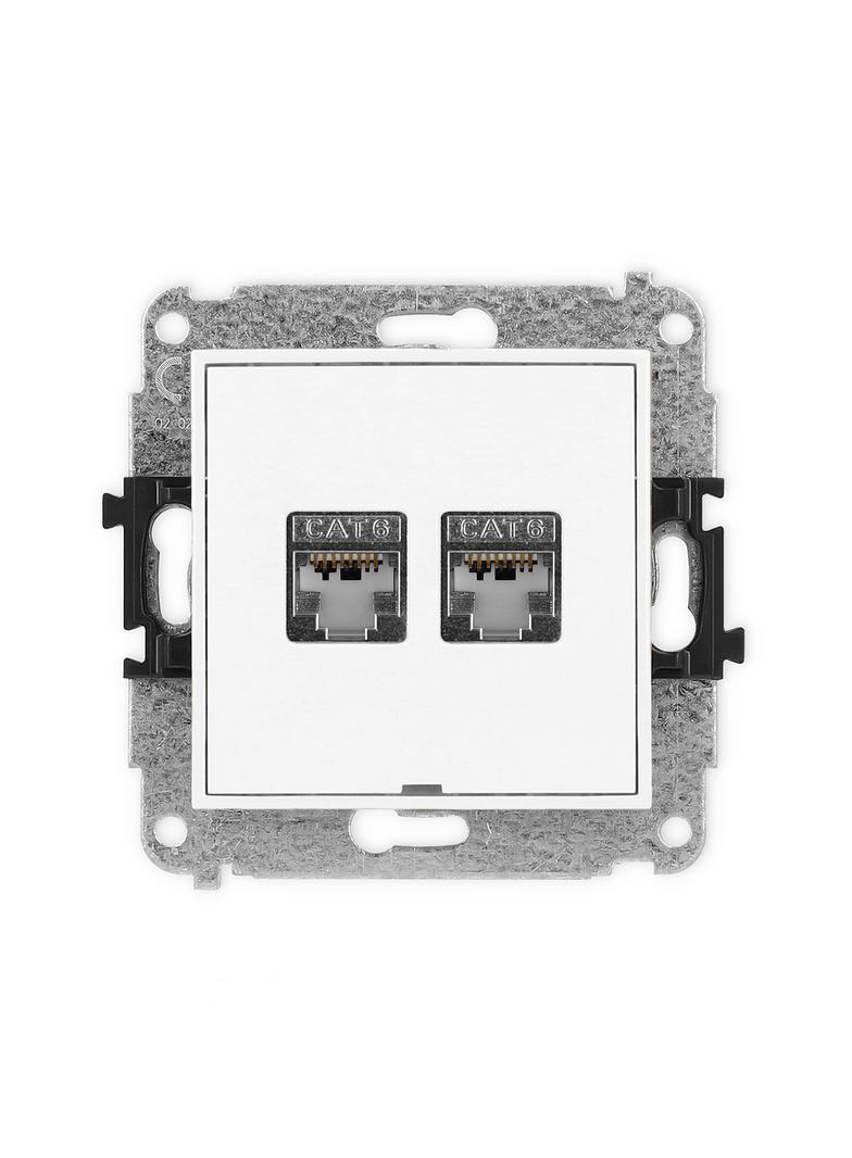 ICON Mechanizm gniazda komputerowego podwójnego 2xRJ45, kat. 6, ekranowany, 8-stykowy, bez pola opis