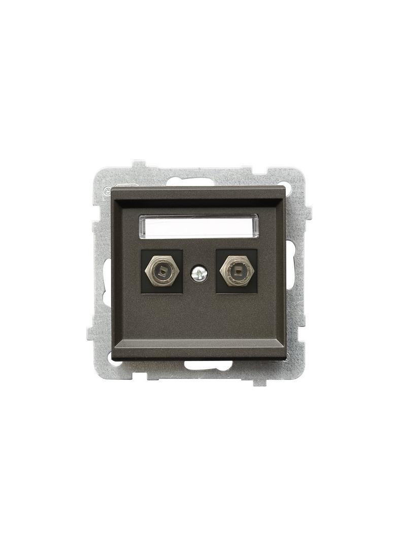 SONATA Gniazdo antenowe typu F podwójne - kolor czekoladowy metalik