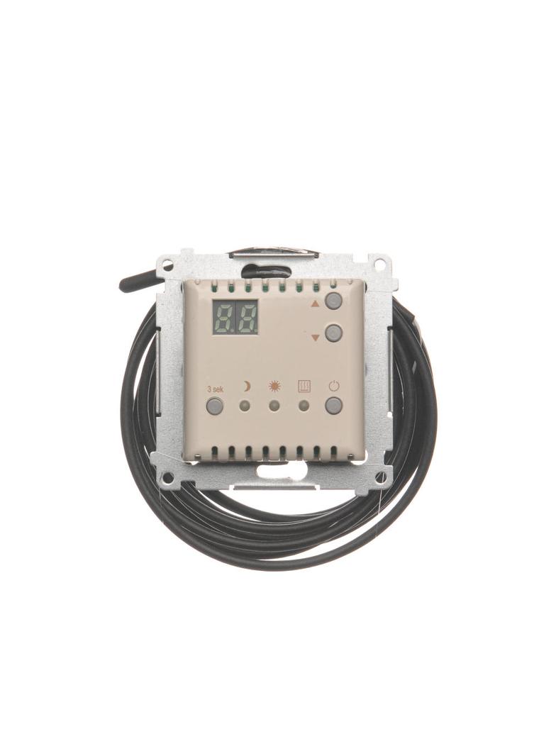Simon 54 Regulator temperatury z wyświetlaczem z czujnikiem zewnętrznym 16(2) A 230V kremowy *W komplecie czujnik zewnętrzny (sonda) DTRNSZ.01/41 KONTAKT