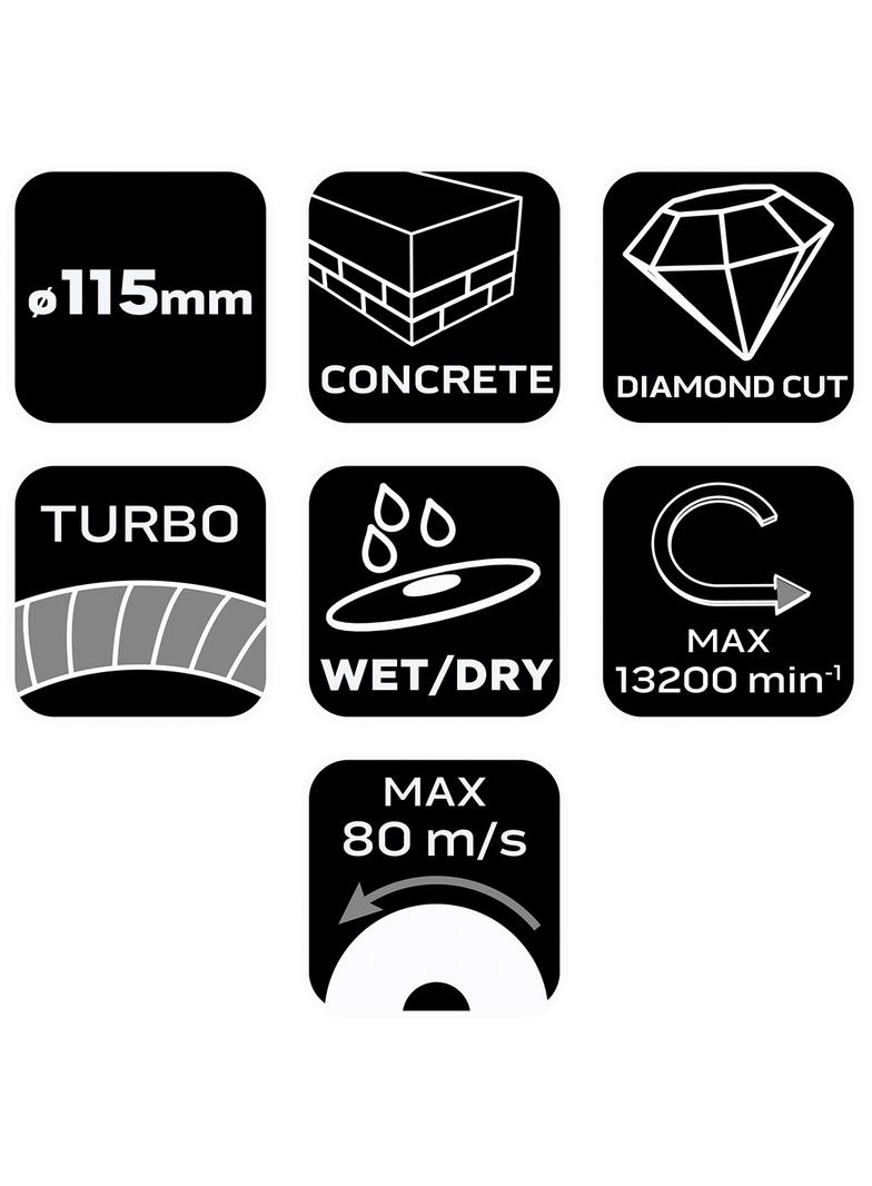 Tarcza diamentowa 115 x 22.2 mm, turbo
