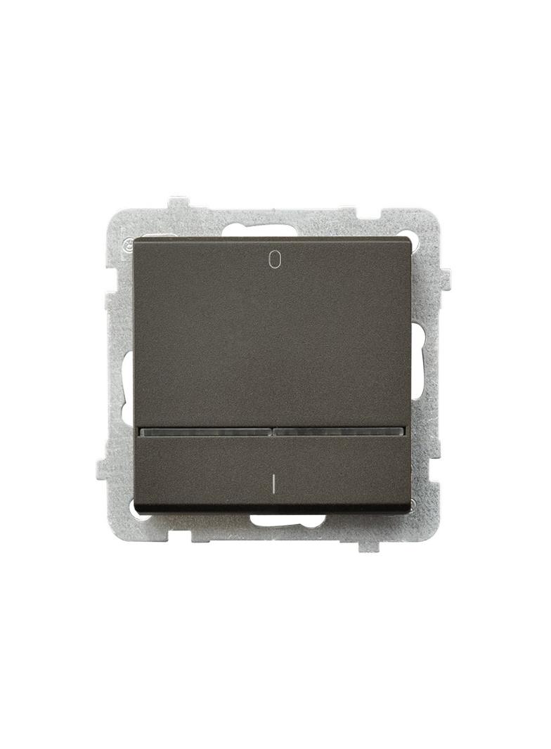 SONATA Łącznik dwubiegunowy z podświetleniem niebieskim - kolor czekoladowy metalik