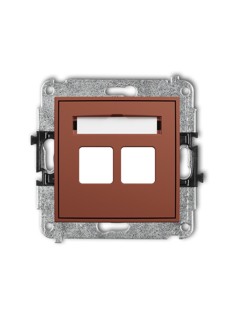 ICON Mechanizm gniazda multimedialnego podwójnego bez modułu (standard Keystone) terakota