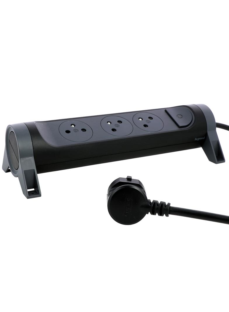 PRZEDŁUŻACZ PREMIUM, OBROTOWY, 3X2P+Z, Z PRZEWODEM 1.5 METRA 3X1.0 MM2 - CZARNY/GRAFITOWY, Legrand