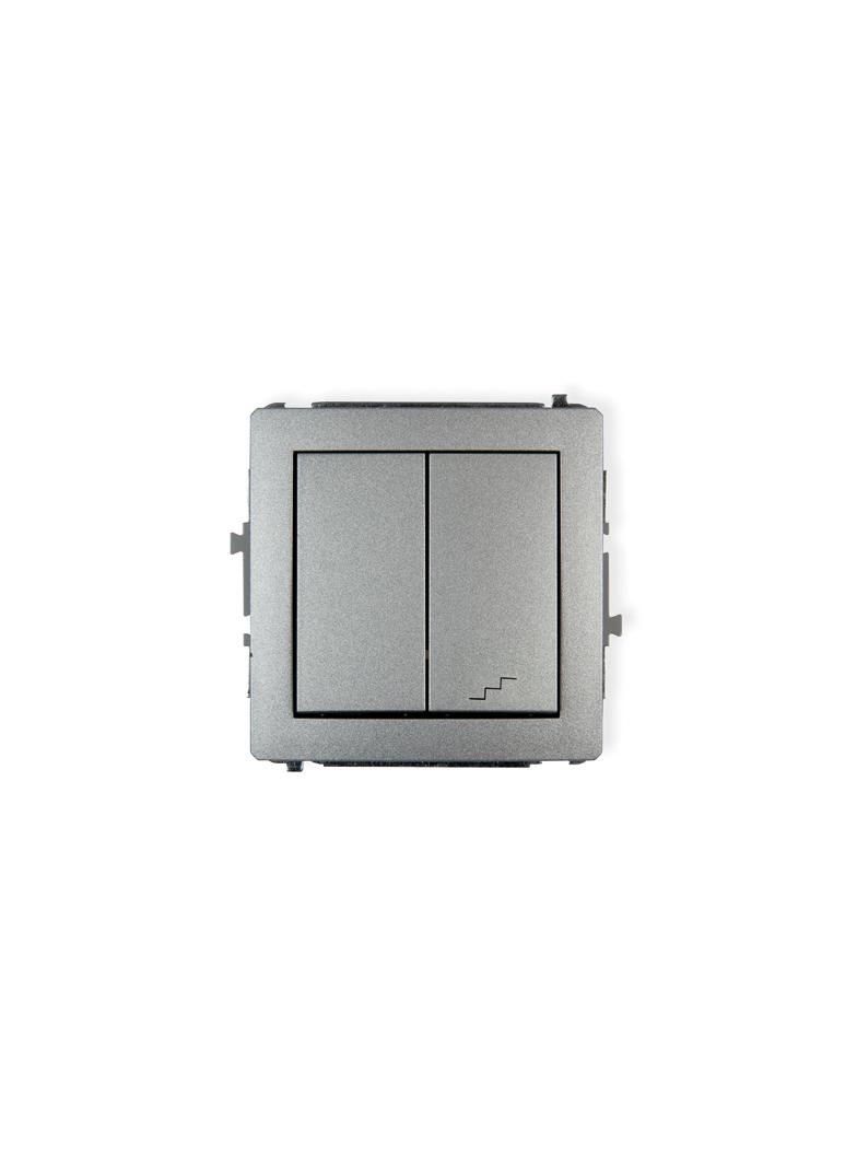 DECO Mechanizm łącznika jednobiegunowego ze schodowym (osobne zasilanie) srebrny metalik