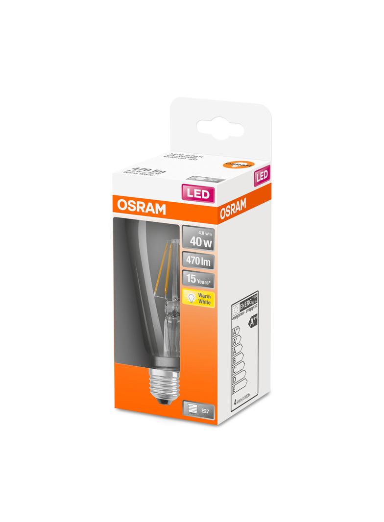 Lampa LED, klasyczny kształt bańki Edison 4W 827 230V szkło przezroczyste E27