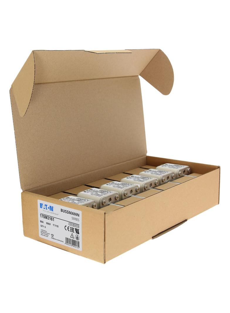 80A 690V 1*/110 aR INDICATOR FUSE Wkładka szybka 80A AC 690V rozmiar 1 45x45x134 mm, 170M3161 EATON