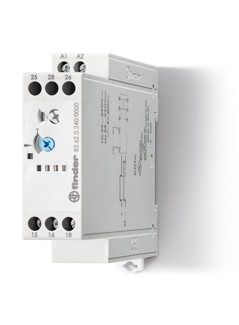 Przekaźnik czasowy modułowy serii 83: 2P 8A 24…240V AC/DC 83.62.0.240.0000 /5szt./ FINDER