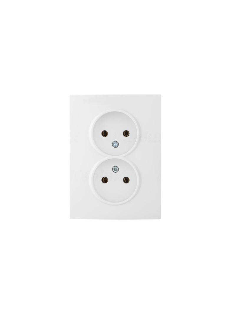 LOGI Gniazdo podwójne bez uziemienia kompletne śrubowy Biały 16A 250V 021280102 25096 KANLUX