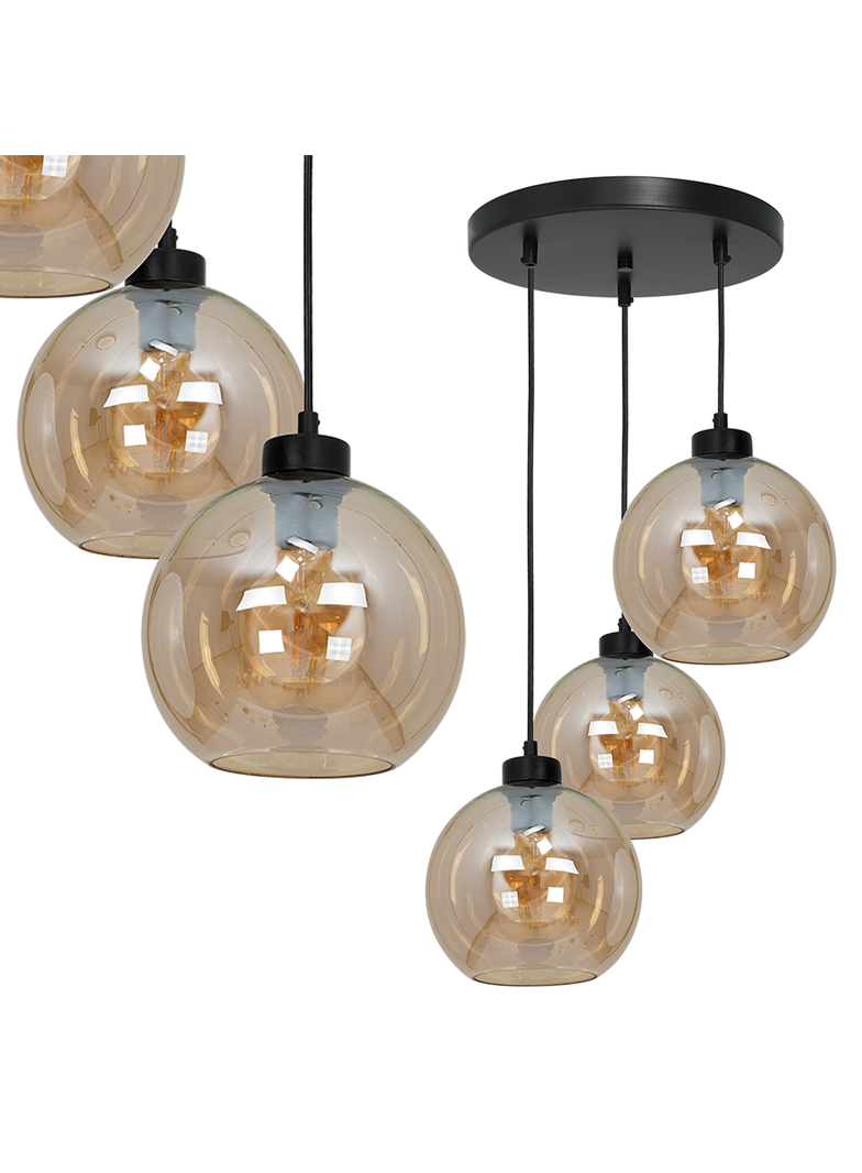Milagro lampa wisząca Sofia Amber 3xE27 czarna MLP6584