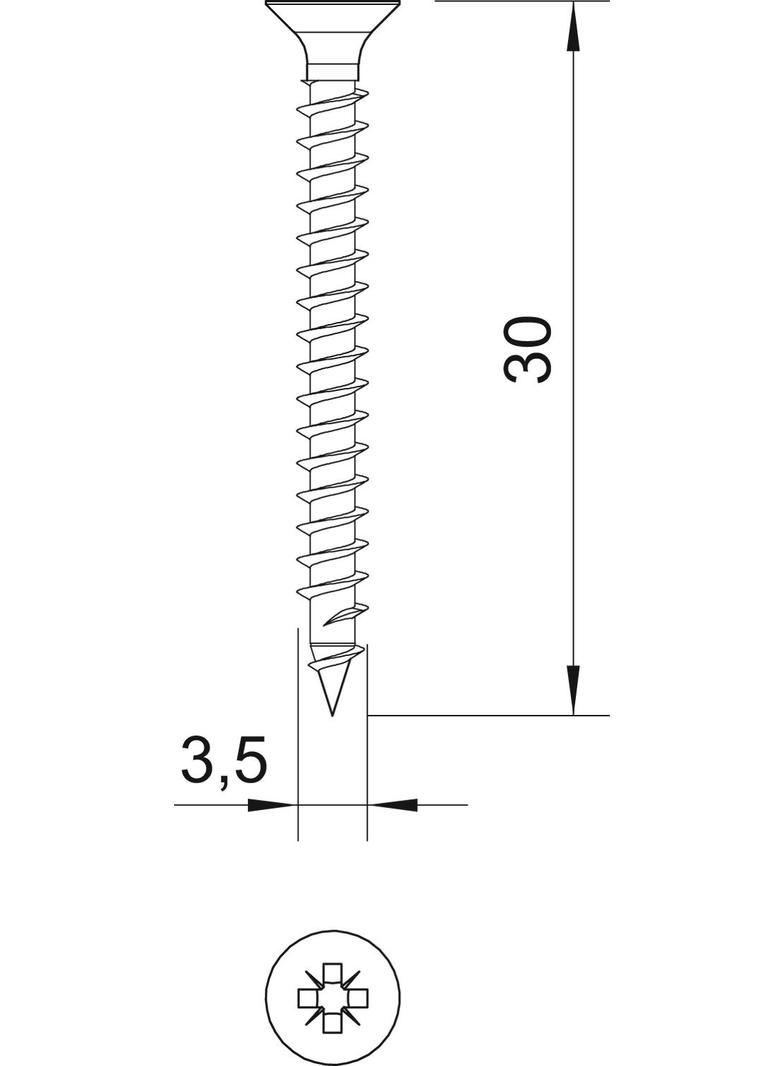 ŚRUBA SPRINT Z ŁB.WPUSZ.3,5X30