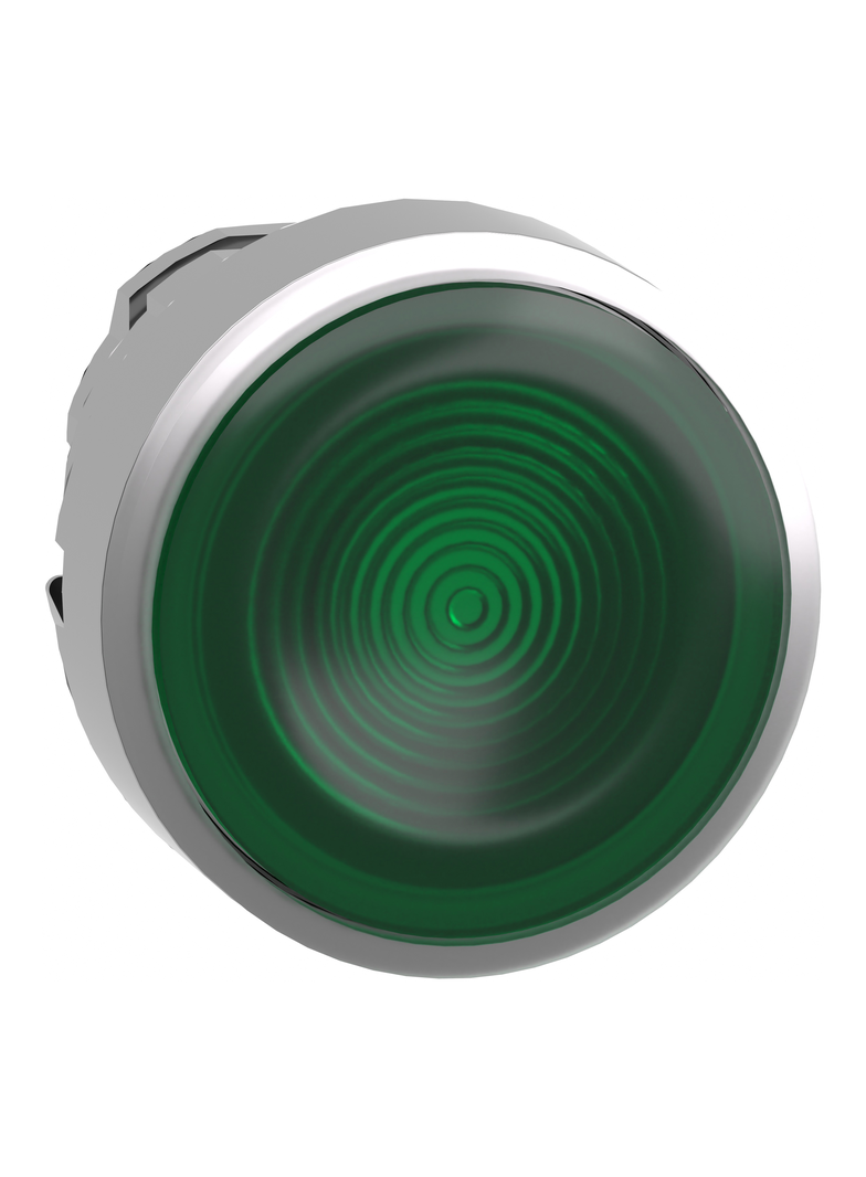 Harmony XB4 Przycisk płaski zielony z samopowrotem LED metalowy karbowana bez oznaczenia ZB4BW333S Schneider