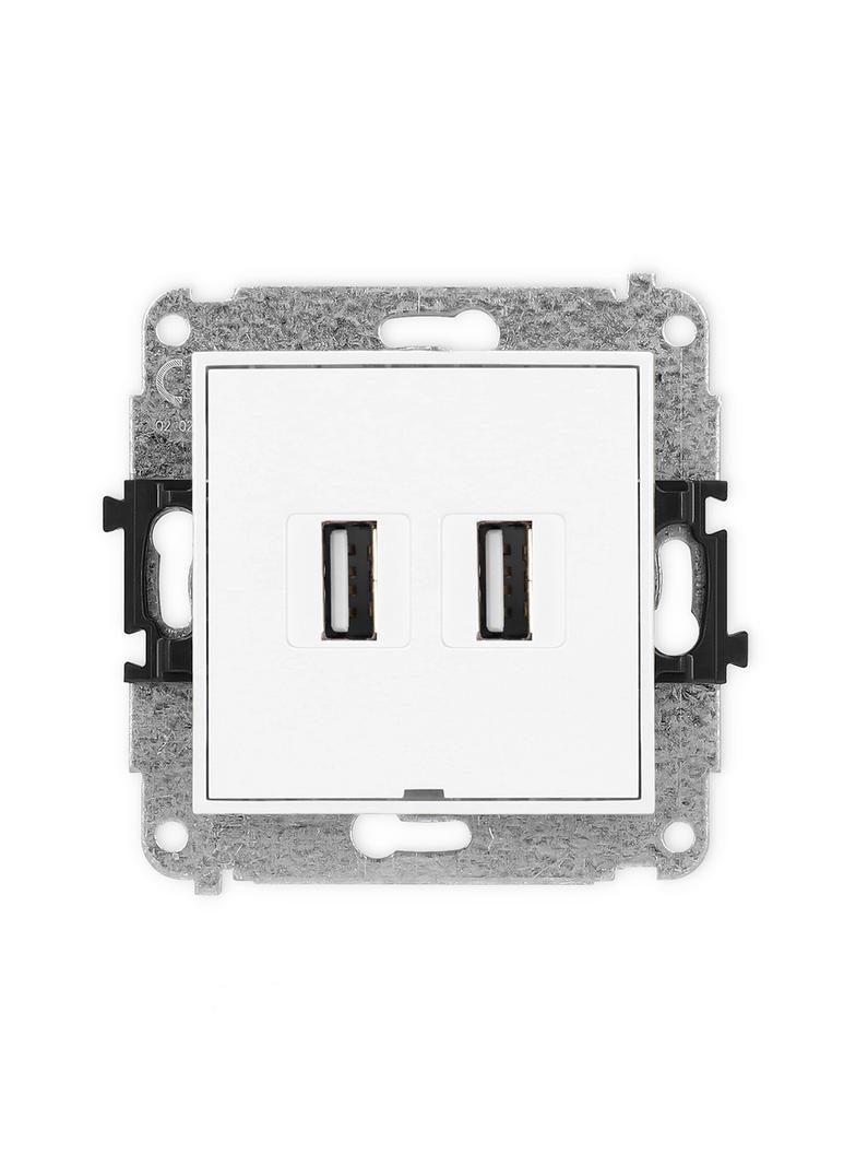 MINI Gniazdo podwójne 2xUSB A-A 2.0, bez pola opisowego biały MGUSBBO-2 KARLIK