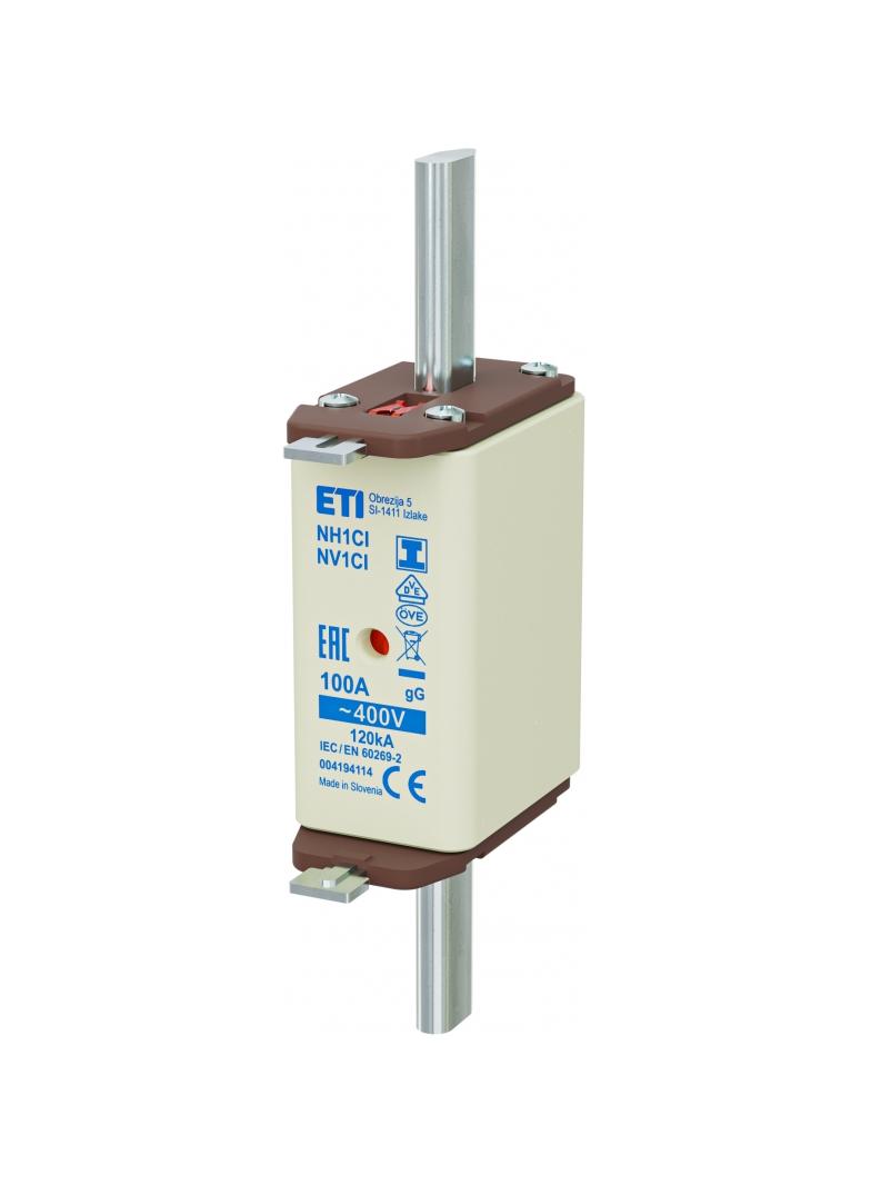 Wkładka topikowa NH zwłoczna KOMBI Zaczepy izolowane NH1C/I gG 100A 400V 004194114 ETI