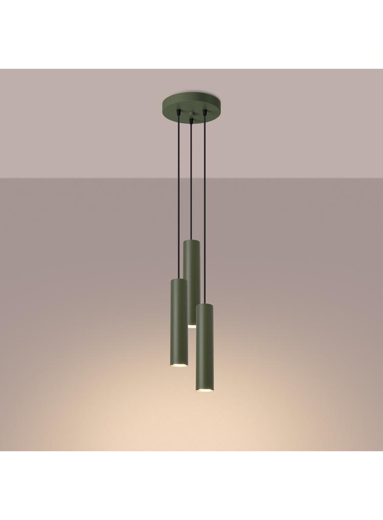 Sollux Lampa wisząca LAGOS 3P zielona oliwka SL.1487