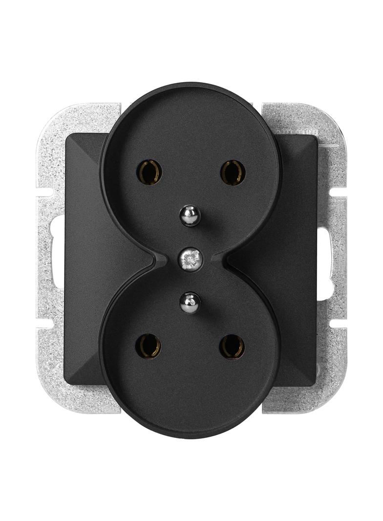 Gniazdo podwójne podtynkowe 2x2P+Z Pearl, 16A, 250V, PT-6 PR, czarny OR-OE-7706/B ORNO