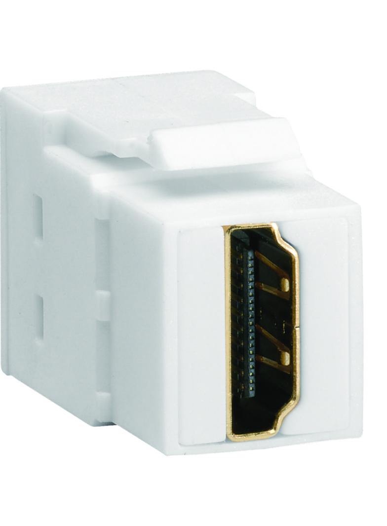 Moduł KEYSTONE gniazdo HDMI, przelotowe, wtyk prosty 180°, biały