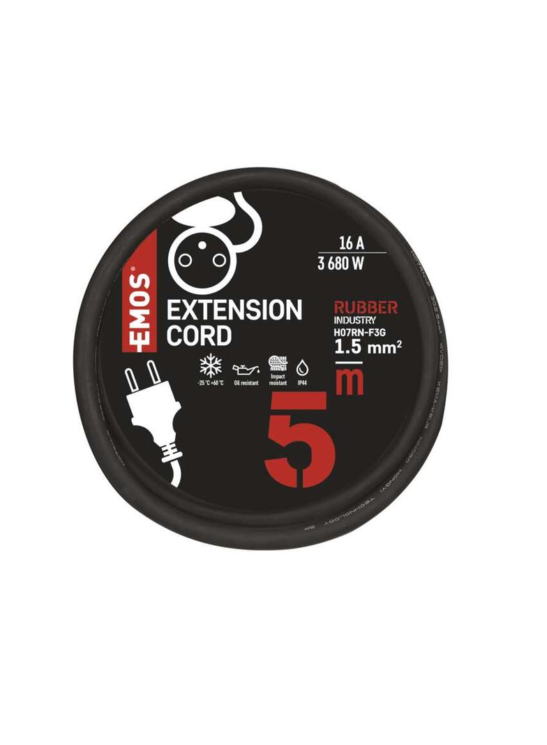 Przedłużacz 1 gniazdo 5m 3× 1,5mm guma / neopren P01705 EMOS