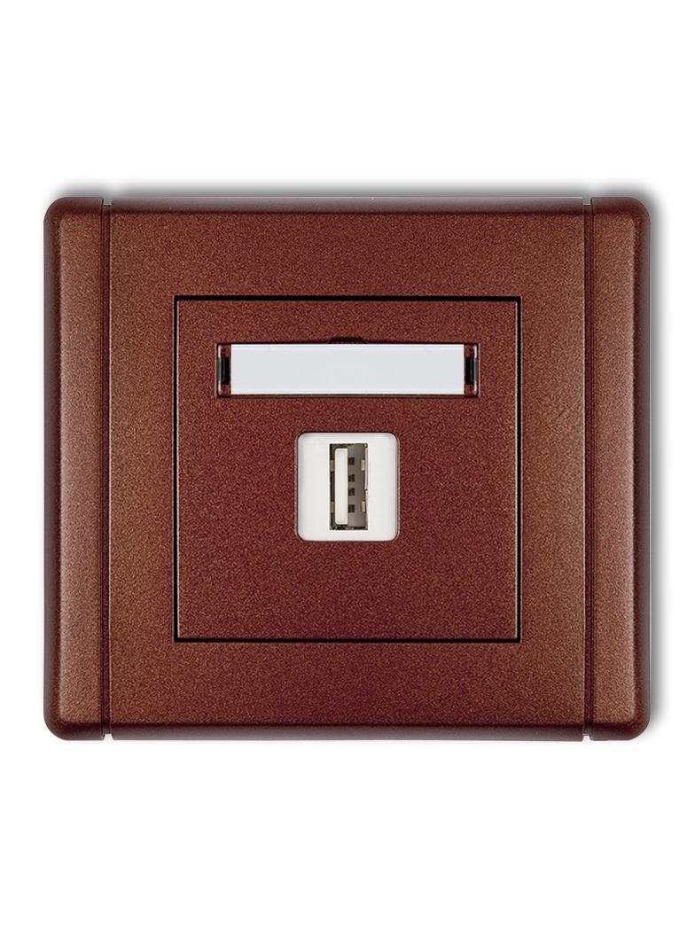 FLEXI Ładowarka USB pojedyncza USB A, 10W max., 5V, 2A brązowy metalik