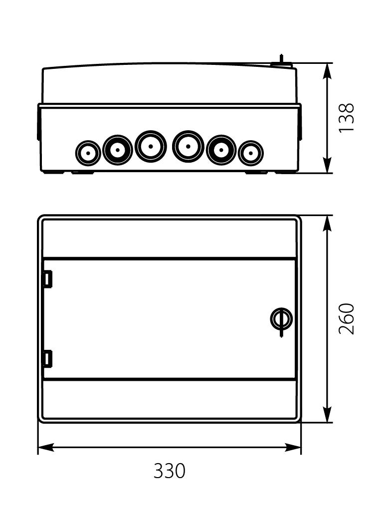 Rozdzielnica hermetyczna natynkowa 1x12 IP65 500VAC/1000VDC RH-12/ZB (Z-amkiem) 36.14 OPATÓWEK