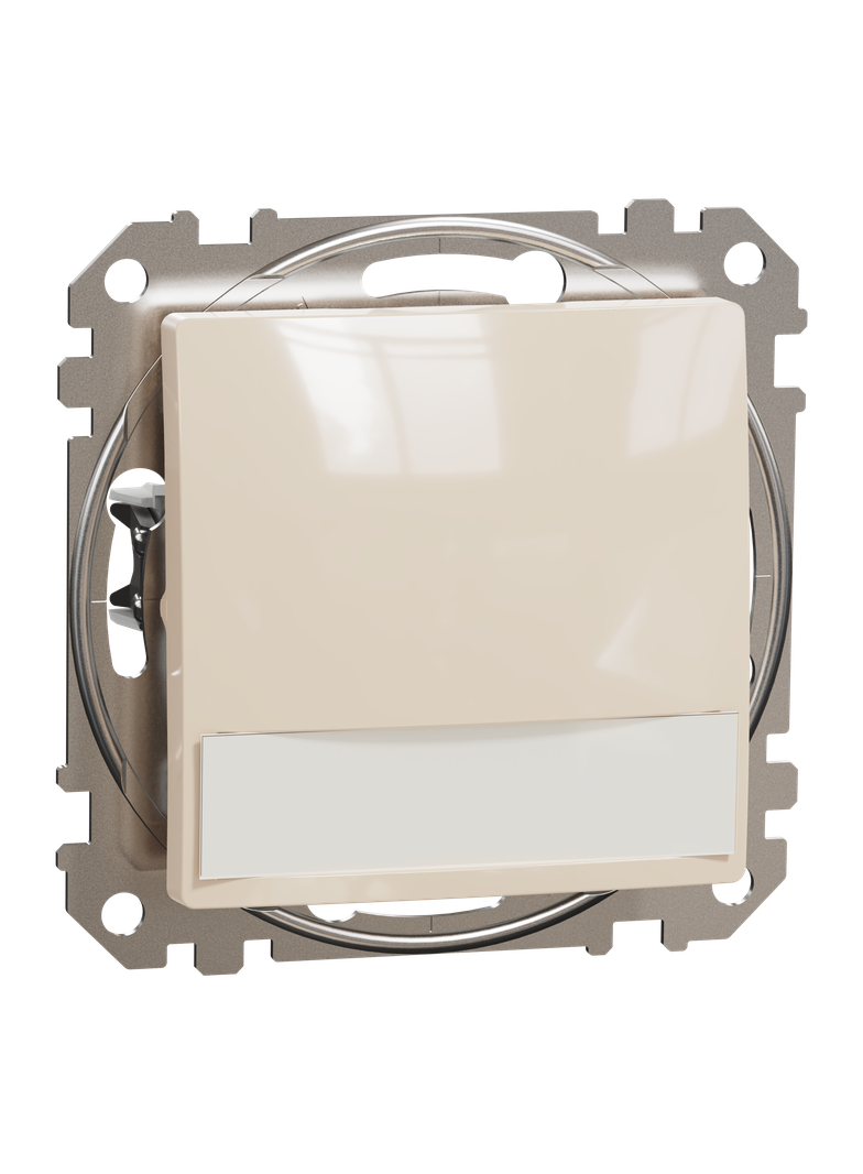 Sedna Design & Elements, przycisk z etykietą i podświetleniem (12V Ac), beżowy