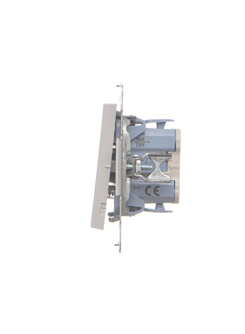 Simon 55 Przycisk zwierny podwójny zwierny bez piktogramu szybkozłączka Jasnoszary mat