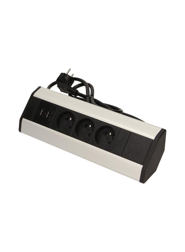 Gniazdo meblowe z ładowarką USB i przewodem 1,8m, 3x2P+Z, 2xUSB (typ A, 2,1A) OR-AE-1360 ORNO