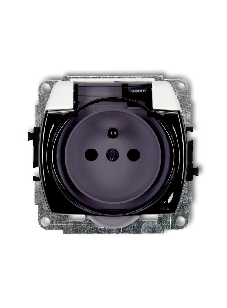 TREND Mechanizm gniazda bryzgoszczelnego z uziemieniem 2P+Z (klapka dymna, przesłony torów prądowych