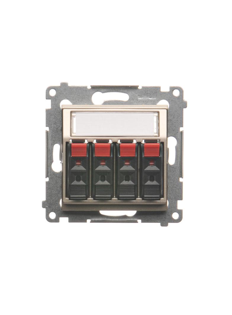 Simon 54 Gniazdo głośnikowe 4-krotne Przekrój przewodów dla wejścia i wyjścia 25 mm2 złoty mat