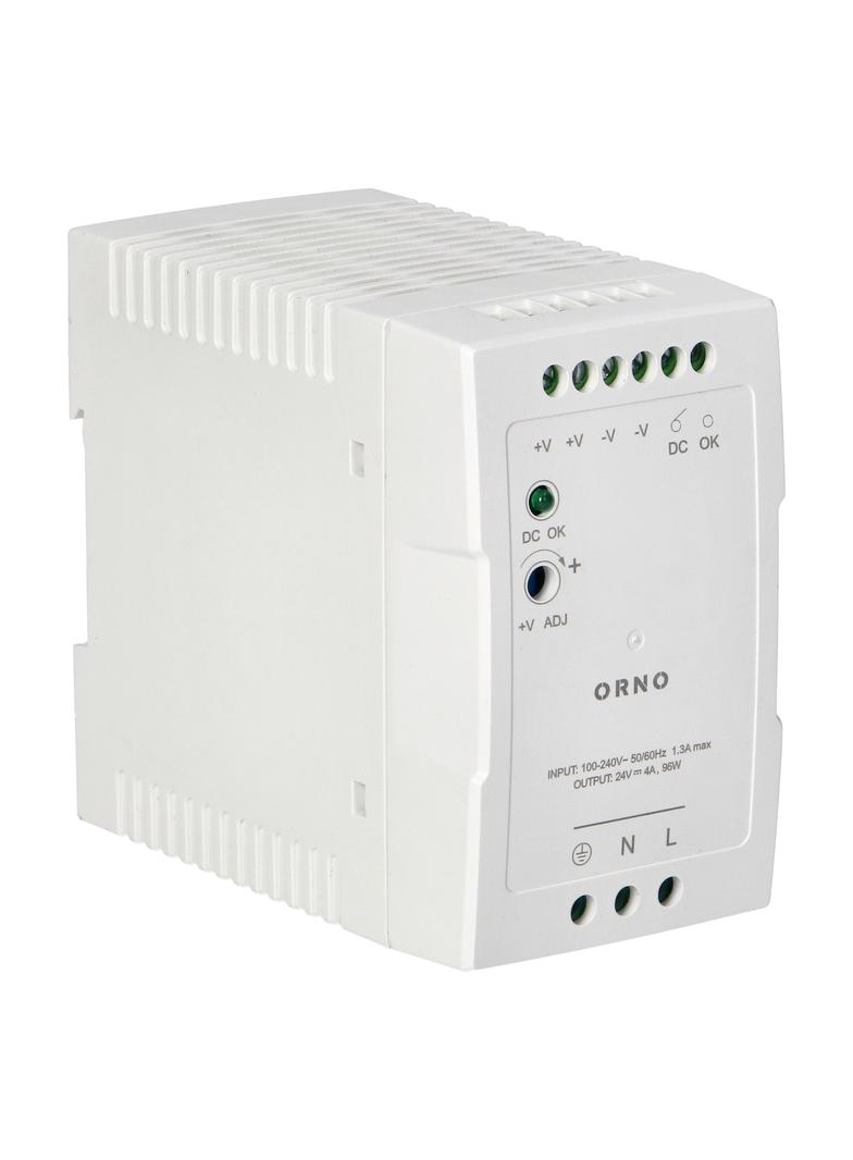 Zasilacz przemysłowy na szynę DIN 24VDC 4A 96W obudowa z tworzywa sztucznego OR-PSU-1664 ORNO